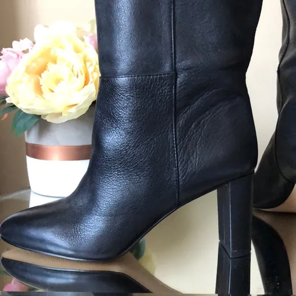 ESSEX LANE Black Genuine Leather Heeled Boots