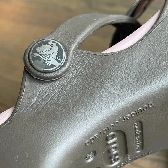 EUC Crocs Cyprus Block Heels Brown Pink Slip On Shoes