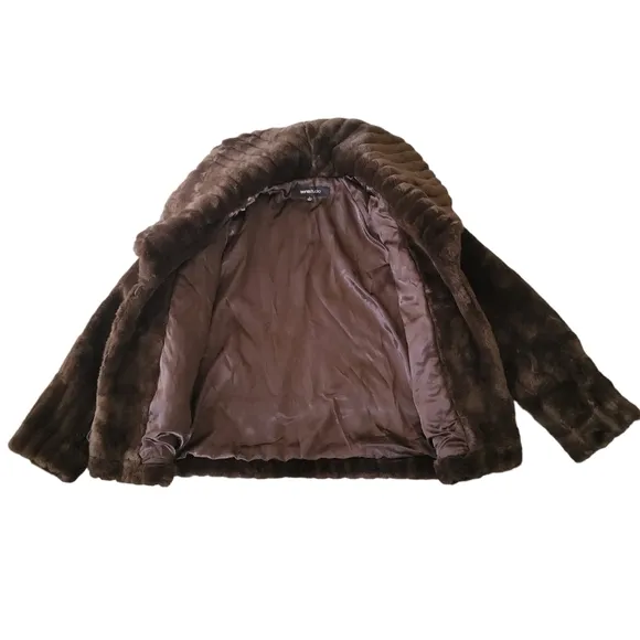 EUC faux fur SienaStudio women's stripped decoration warm winter coat, S