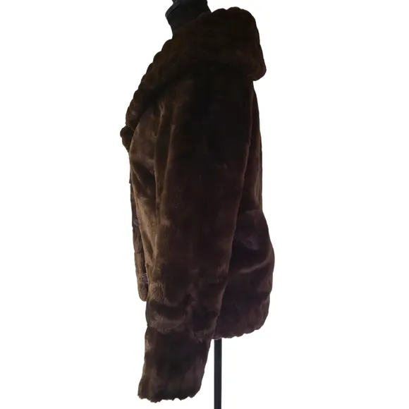EUC faux fur SienaStudio women's stripped decoration warm winter coat, S