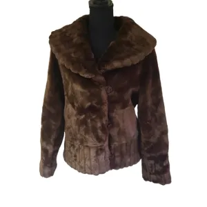 EUC faux fur SienaStudio women's stripped decoration warm winter coat, S