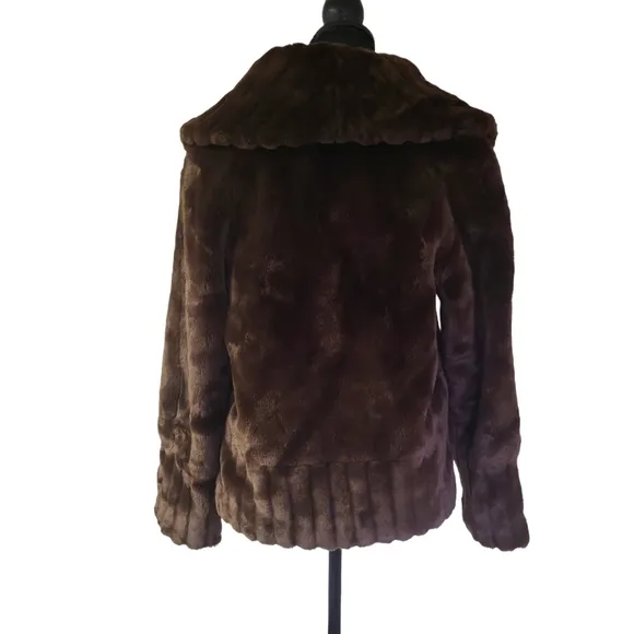 EUC faux fur SienaStudio women's stripped decoration warm winter coat, S