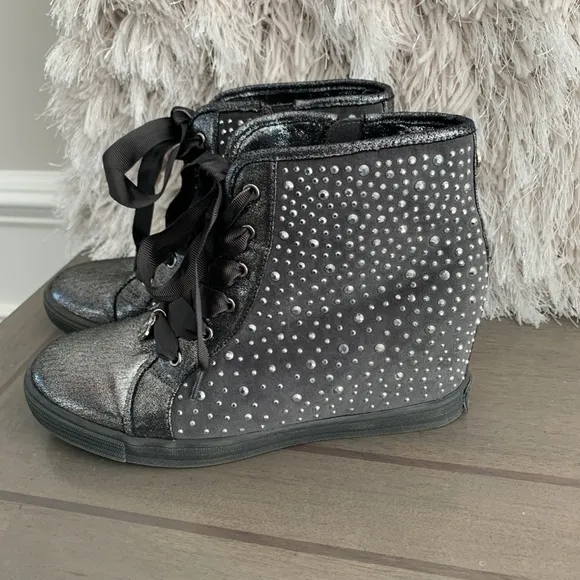 EUC-Stuart Weitzman  High Top Rhinestone Sneakers