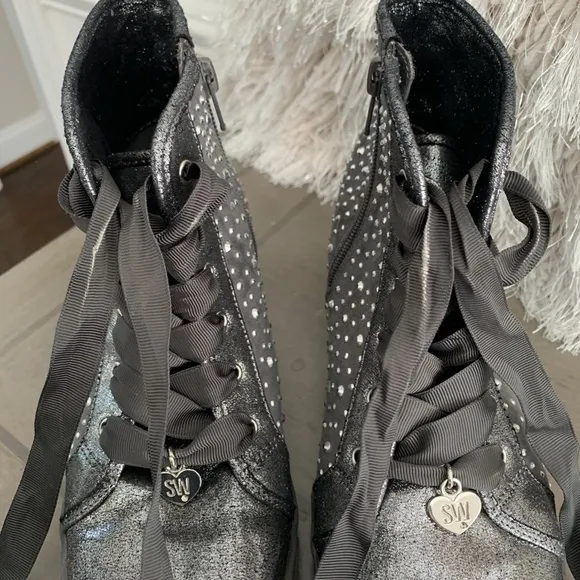 EUC-Stuart Weitzman  High Top Rhinestone Sneakers