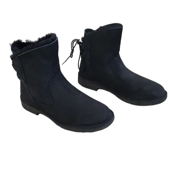 EUC UGG Authentic Naiyah shealing suede leather wool boots, 8, black