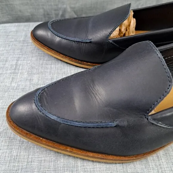 Everlane Loafers Leather Blue Shoes Slip On Sz 8 Italy