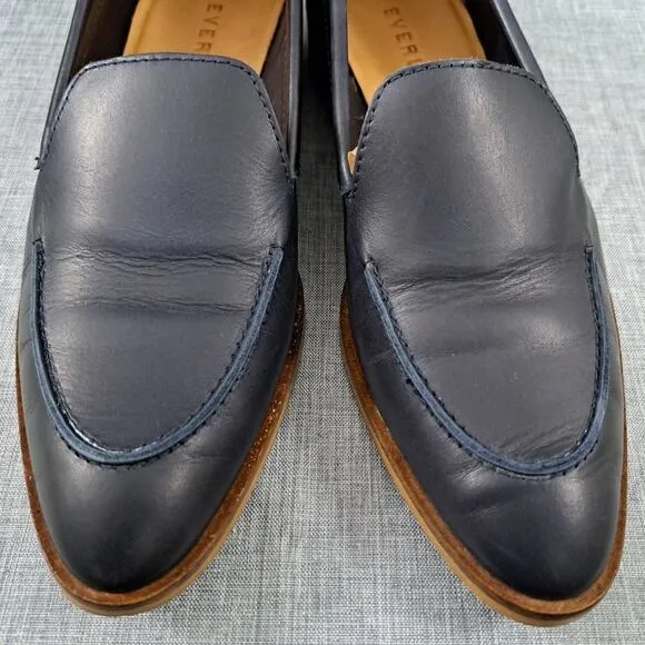 Everlane Loafers Leather Blue Shoes Slip On Sz 8 Italy