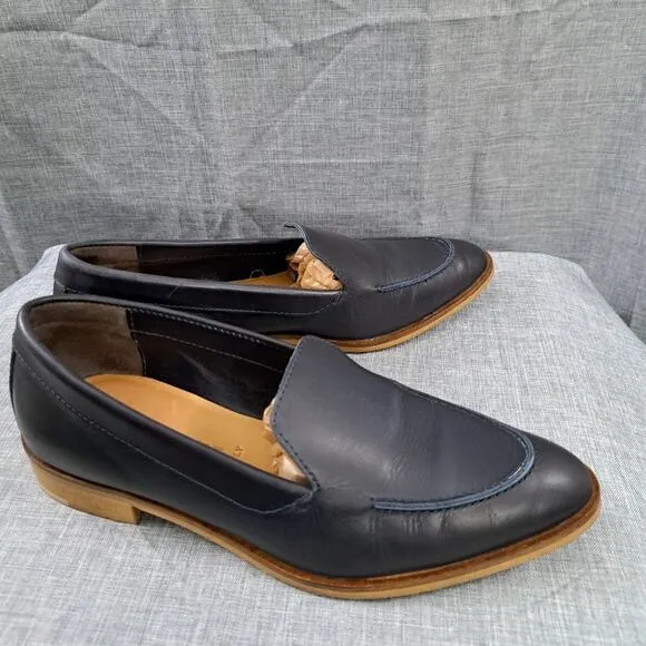Everlane Loafers Leather Blue Shoes Slip On Sz 8 Italy