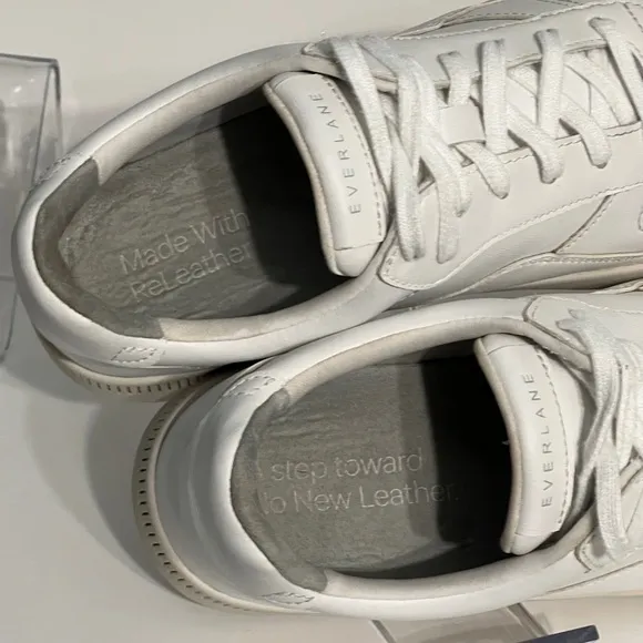Everlane The Court Sneaker shoes White Leather upper, Women's Size 8.5. sneakers