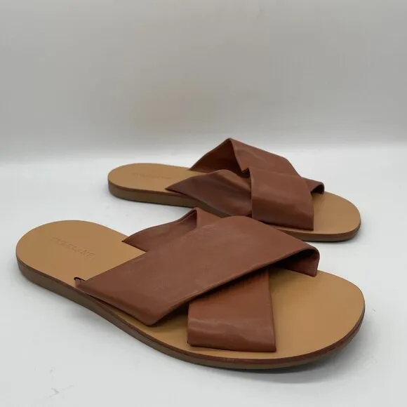 Everlane The Day Crossover Womens 9 Slip On Sandals Sienna Brown Leather Slide