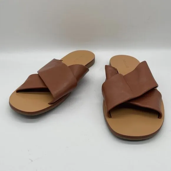 Everlane The Day Crossover Womens 9 Slip On Sandals Sienna Brown Leather Slide
