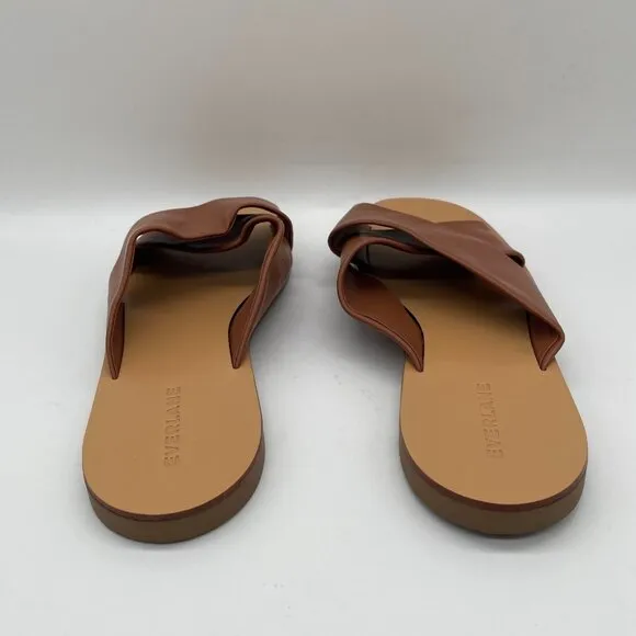 Everlane The Day Crossover Womens 9 Slip On Sandals Sienna Brown Leather Slide