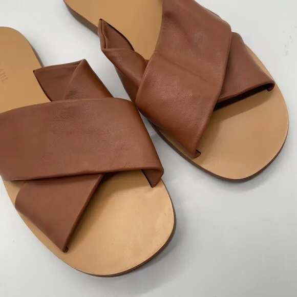 Everlane The Day Crossover Womens 9 Slip On Sandals Sienna Brown Leather Slide