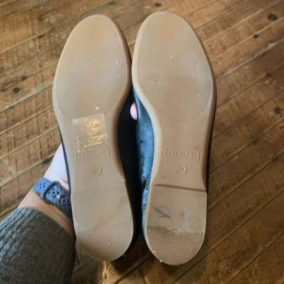 Everlane The Italian Leather Day Glove black slip on ballet shoes