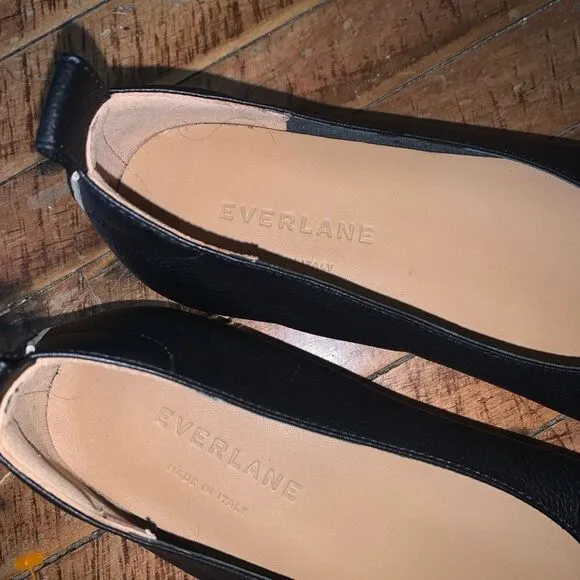 Everlane The Italian Leather Day Glove black slip on ballet shoes