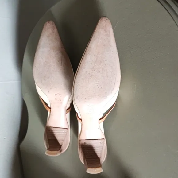 Fabi Leather Kitten Heel Mules Shoes Size 38 8 US Italy EUC TE!CK Italian