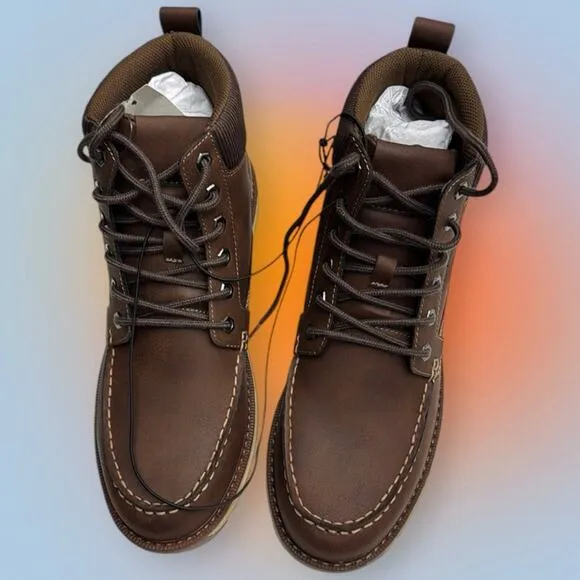 FALLS CREEK Men's 11 Brown Faux Leather Boots