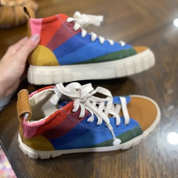 FARM RIO |  Rainbow Sun High Top Platform Lace Up Sneakers Multicolor