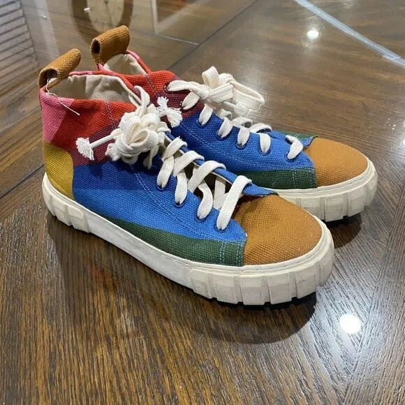 FARM RIO |  Rainbow Sun High Top Platform Lace Up Sneakers Multicolor