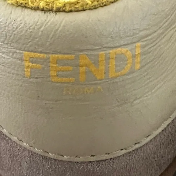 Fendi Cream and Brown Low-Top Sneakers with Suede Panels