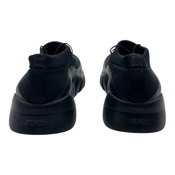 Fendi Knit High Top Lace-Up Sneakers