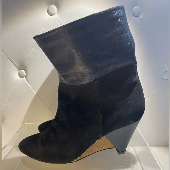 FENDI short boots shoes leather black sz39 made in italy good condition