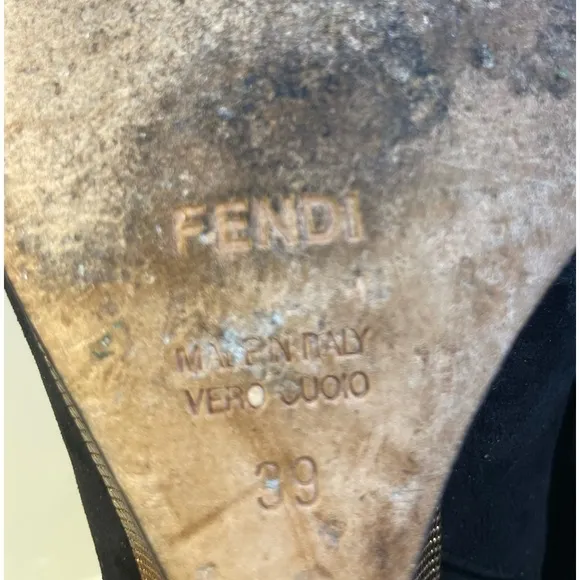 FENDI short boots shoes leather black sz39 made in italy good condition
