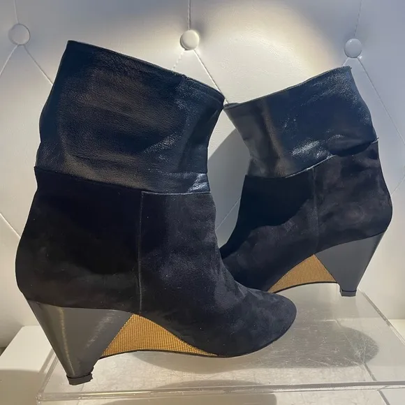 FENDI short boots shoes leather black sz39 made in italy good condition