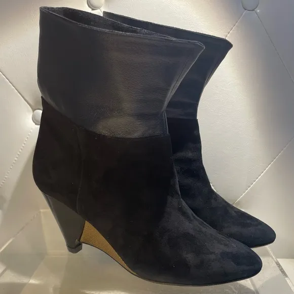 FENDI short boots shoes leather black sz39 made in italy good condition