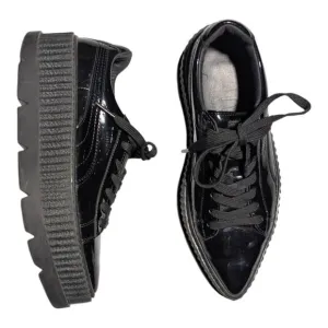 Fenty Puma by Rihanna Pointy Creeper Black Patent Leather Platform Sneakers 6.5