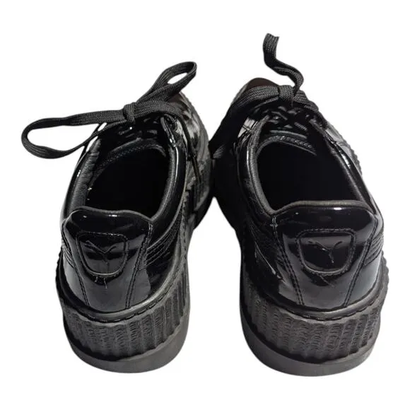Fenty Puma by Rihanna Pointy Creeper Black Patent Leather Platform Sneakers 6.5