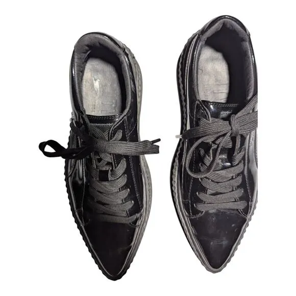 Fenty Puma by Rihanna Pointy Creeper Black Patent Leather Platform Sneakers 6.5
