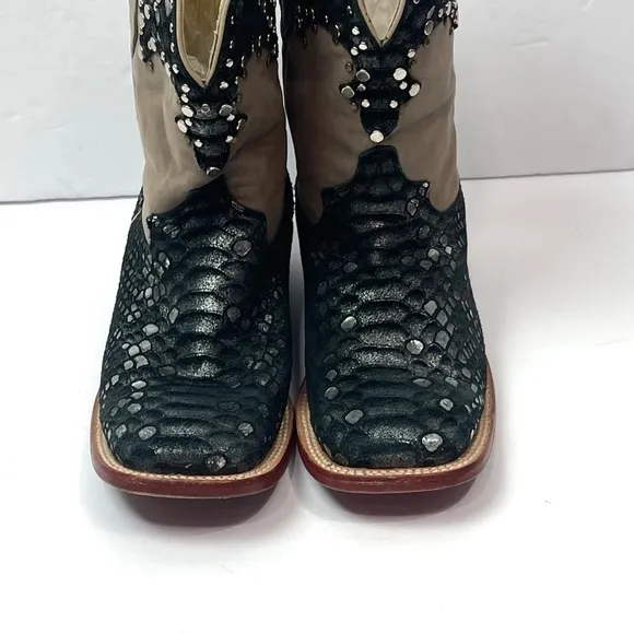 Ferrini Studded Faux‎ Snake Boots Sz 7
