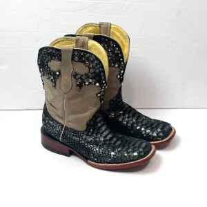 Ferrini Studded Faux‎ Snake Boots Sz 7