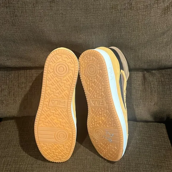 Fila Tan and Black High-Top Sneakers