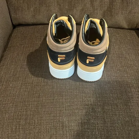 Fila Tan and Black High-Top Sneakers