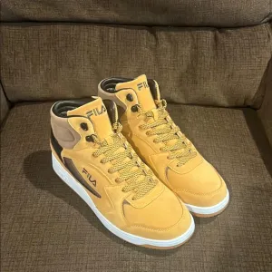 Fila Tan and Black High-Top Sneakers