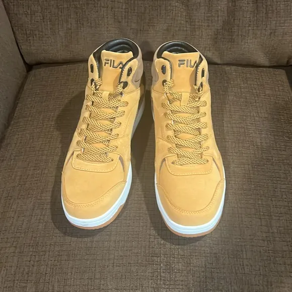 Fila Tan and Black High-Top Sneakers