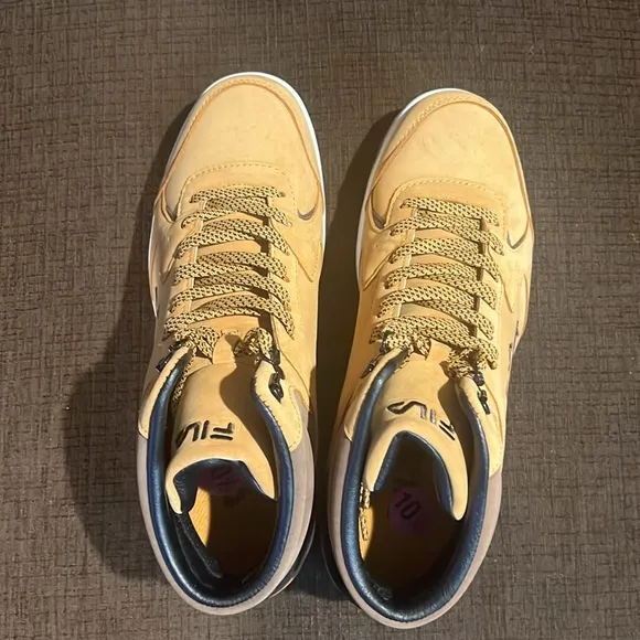 Fila Tan and Black High-Top Sneakers