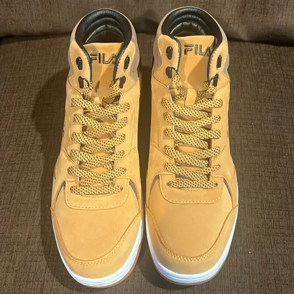 Fila Tan and Black High-Top Sneakers
