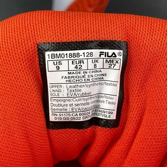 ✅Fila MB Orange White High Top Sneakers Mens 9