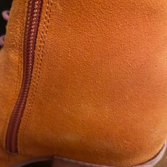 FINAL John Fluevog Swordfish Tall Lace Up Boots Orange Suede Size 7 LIKE NEW