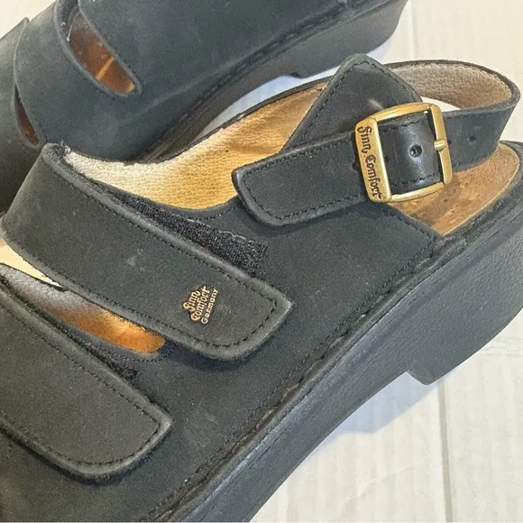 Finn Comfort Sylt Sandals Black Suede Size 7.5 or 8 Size UK 5 Leather Sole