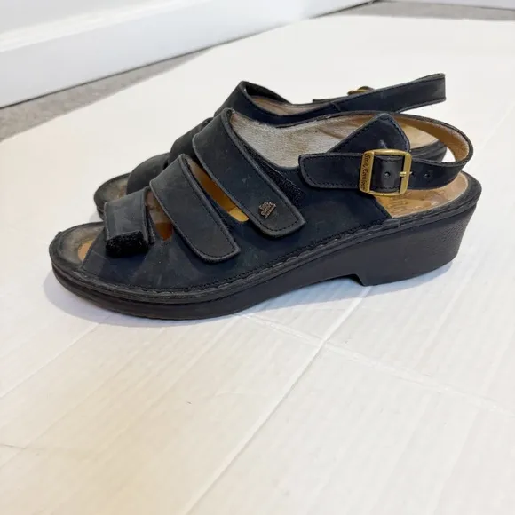 Finn Comfort Sylt Sandals Black Suede Size 7.5 or 8 Size UK 5 Leather Sole