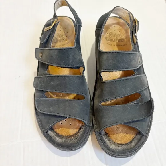 Finn Comfort Sylt Sandals Black Suede Size 7.5 or 8 Size UK 5 Leather Sole