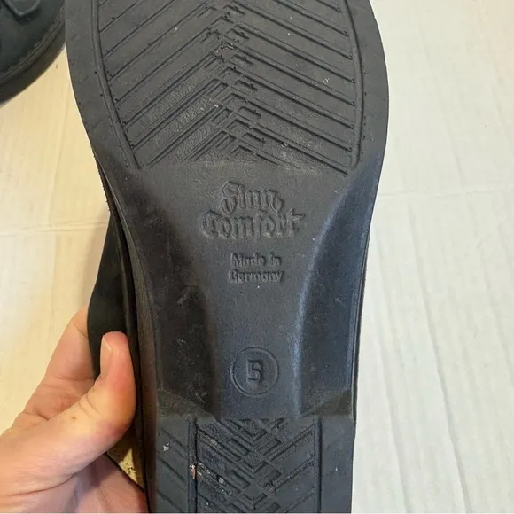 Finn Comfort Sylt Sandals Black Suede Size 7.5 or 8 Size UK 5 Leather Sole