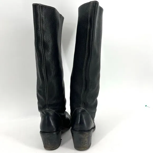 Fiorentini   Baker Black Leather Heeled Pull-On Campus Boots E39 EU 39 / US 8.5