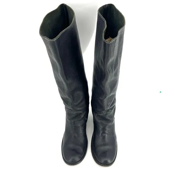 Fiorentini   Baker Black Leather Heeled Pull-On Campus Boots E39 EU 39 / US 8.5