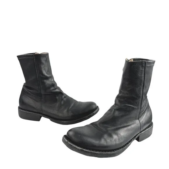 Fiorentini   Baker Men's Black Leather Round Toe Side Zip Combat Boots 37/US 6.5