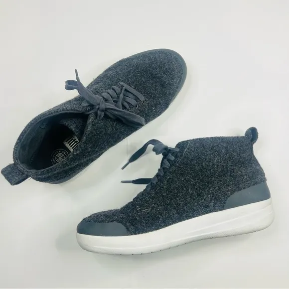 Fitflop Charcoal Stefanie Wool High Top Sneakers 9